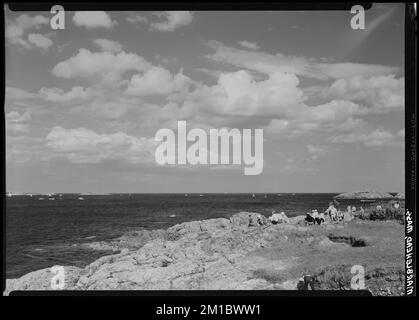 Rennen, Gewässer, Segelboote, Zuschauer, Segelbootrennen. Samuel Chamberlain Fotosammlung Negatives Stockfoto