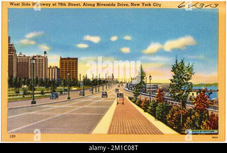 West Side Highway an der 79. Street, entlang Riverside Drive, New York City , Tichnor Brothers Collection, Postkarten der Vereinigten Staaten Stockfoto
