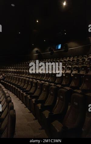 Auditorium mit leeren Sitzplätzen im Kinostil, Konferenz in Kürze beginnt, mexiko Stockfoto