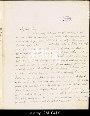 William Evans Burton, Philadelphia, PA., Autogrammbrief unterzeichnet an Edgar Allan Poe, 30. Mai 1839 , amerikanische Literatur, 19.. Jahrhundert, Geschichte und Kritik, Autoren, Amerikaner, 19.. Jahrhundert, Korrespondenz, Autoren und Verleger, Dichter, Amerikaner, 19.. Jahrhundert, Korrespondenz. Rufus W. Griswold Papers Stockfoto