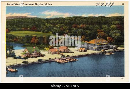 Aerial View Waterfront, Naples, Maine , Cities & Towns, Tichnor Brothers Collection, Postkarten der Vereinigten Staaten Stockfoto