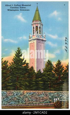 Alfred, ich DuPont Memorial Carrillon Tower, Wilmington, Delaware, Tichnor Brothers Collection, Postkarten der Vereinigten Staaten Stockfoto