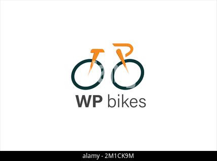 Logo Für Radfahren. Unternehmenslogo für Mountainbike-Touren. Minimalistisches und flaches Logo im Vektorstil. Einfach und einprägsam. vector ESP10 skalierbar. Stock Vektor