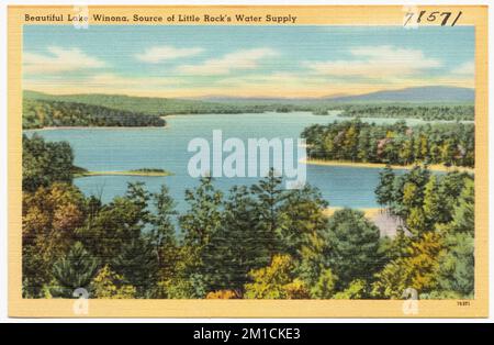 Wunderschöner Lake Winona, Quelle der Wasserversorgung von Little Rock, Seen und Teiche, Tichnor Brothers Collection, Postkarten der Vereinigten Staaten Stockfoto