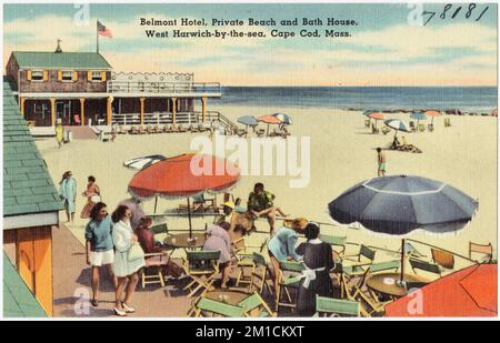 Belmont Hotel, privater Strand und Badehaus, West Harwich-by-the-Sea, Cape Cod, Massachusetts. , Badehäuser, Strände, Tichnor Brothers Collection, Postkarten der Vereinigten Staaten Stockfoto