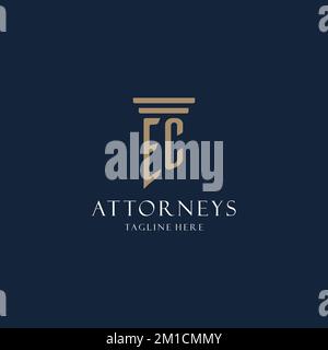 Erstes EG-Monogramm-Logo für Anwaltskanzlei, Anwalt, Fürsprecher von säulenartigen Designideen Stock Vektor