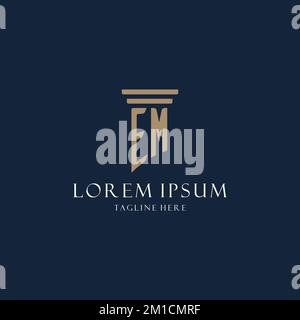 EM Erstauflage Monogramm Logo für Anwaltskanzlei, Anwalt, Fürsprecher von Säulen-Design-Ideen Stock Vektor