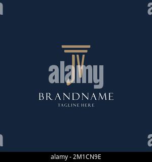 JV-Logo mit anfänglichem Monogramm für Anwaltskanzlei, Anwalt, Fürsprecher von Design-Ideen im Säulenstil Stock Vektor