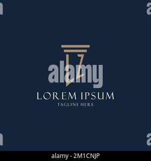 LZ ursprüngliches Monogramm-Logo für Anwaltskanzlei, Anwalt, Fürsprecher von Säulen-Design-Ideen Stock Vektor