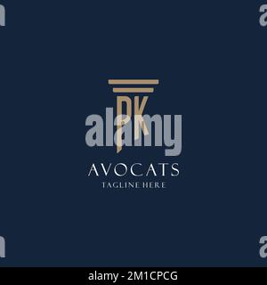 PK Erstauflage Monogramm Logo für Anwaltskanzlei, Anwalt, Fürsprecher von Säulen-Design-Ideen Stock Vektor