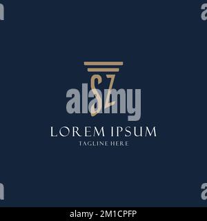 SZ ursprüngliches Monogramm-Logo für Anwaltskanzlei, Anwalt, Fürsprecher von Säulen-Design-Ideen Stock Vektor