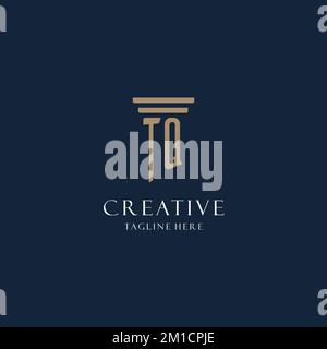 TQ ursprüngliches Monogramm-Logo für Anwaltskanzlei, Anwalt, Fürsprecher von Säulen-Design-Ideen Stock Vektor