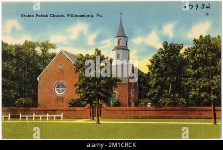 Bruton Parish Church, Williamsburg, Va , Kirchen, Tichnor Brothers Collection, Postkarten der Vereinigten Staaten Stockfoto