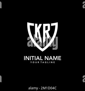 URSPRÜNGLICHES KR-Monogramm-Logo, das von einem klaren, modernen Shield Icon-Design inspiriert wurde Stock Vektor