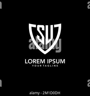Ursprüngliches SU-Monogramm-Logo mit klarem, modernem Shield Icon-Design Stock Vektor