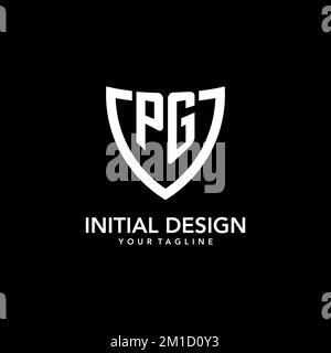 Ursprüngliches PG-Monogramm-Logo, das von einem klaren, modernen Shield Icon-Design inspiriert wurde Stock Vektor