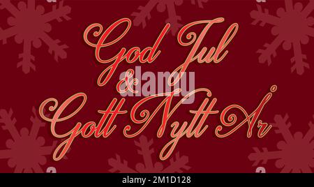 Schwedischer Text für Merry Christmas and Happy New Year (God Jul och Gott Nytt år. Abmessung 16:9. Vektordarstellung. Stock Vektor