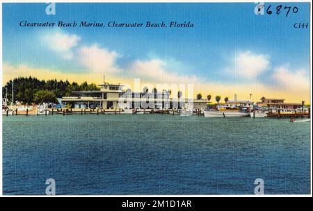 Clearwater Beach Marina, Clearwater Beach, Florida, Boote, Tichnor Brothers Collection, Postkarten der Vereinigten Staaten Stockfoto
