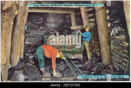 Kohlebergbau, Anthracite Region, Pennsylvania. Laden von Kohle in Anthracite Mine, Industriebetriebe, Tichnor Brothers Collection, Postkarten der Vereinigten Staaten Stockfoto