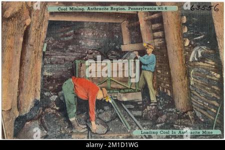 Kohlebergbau, Anthracite Region, Pennsylvania. Laden von Kohle in Anthracite Mine, Industriebetriebe, Tichnor Brothers Collection, Postkarten der Vereinigten Staaten Stockfoto