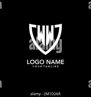 Erstes Logo in Monogramm mit klarem, modernem Shield Icon-Design Stock Vektor