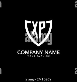 XP Monogramm-Logo mit klarem, modernem Shield Icon-Design Stock Vektor
