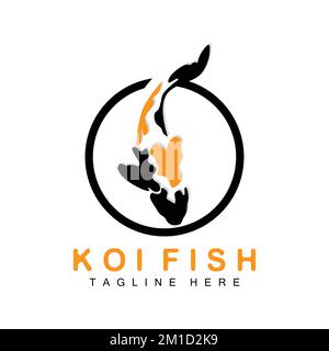 Koi Fish Logo Design, Chinese Lucky And Triumph Ornamental Fish Vector, Company Brand Gold Fish Icon Stock Vektor