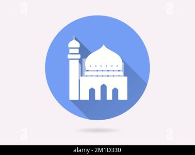 Symbol der Arabischen Moschee. Einfache Illustration mit langem Schatten für Grafik- und Webdesign. Stock Vektor