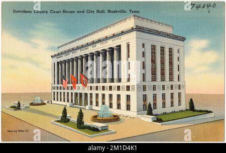 Davidson County Court House und City Hall, Nashville, Tennessee , Gerichtsgebäude, City & Town Hall, Tichnor Brothers Collection, Postkarten der Vereinigten Staaten Stockfoto