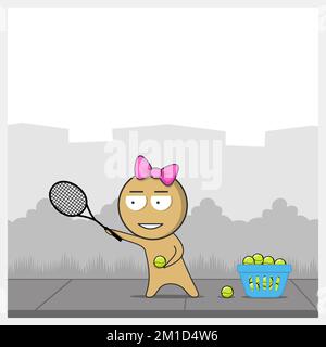 Mädchen spielen tennis Stock Vektor