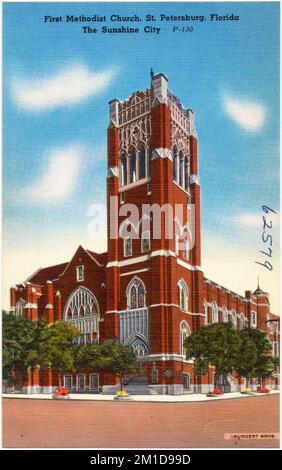 First Methodist Church, St. Petersburg, Florida, die Sunshine City, Kirchen, Tichnor Brothers Collection, Postkarten der Vereinigten Staaten Stockfoto