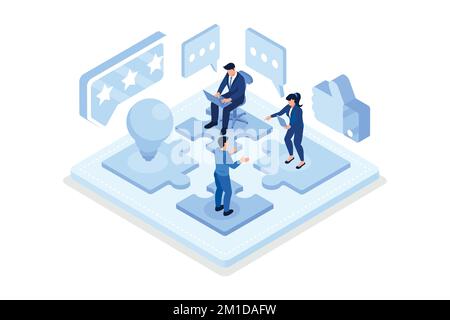 Unser Teamkonzept mit Puzzle. Kann für Webbanner, Infografiken, Hero-Bilder und isometrische Vektorgrafiken verwendet werden Stock Vektor