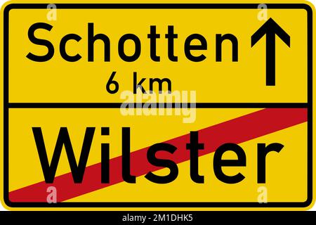 Dieses Zeichen zeigt das Ende einer Lanelanes an. Der gesamte Verkehr in dieser Lanediese Fahrspuren müssen in die angrenzende Lane übergehen. Wegweiser, Straßenschilder Ger Stock Vektor