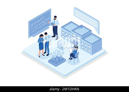 Personen, die Software entwickeln und Daten an den Cloud-Speicher senden. Entwickler programmieren und schreiben Programmcode. Entwicklungsprozess Kontra Stock Vektor