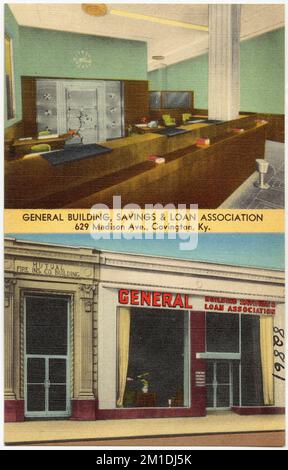 General Building, Savings & Loan Association, 629 Madison Ave., Covington, Ky. , Handelseinrichtungen, Tichnor Brothers Collection, Postkarten der Vereinigten Staaten Stockfoto