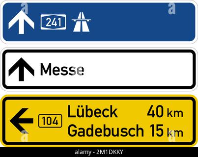 Dieses Zeichen zeigt das Ende einer Lanelanes an. Der gesamte Verkehr in dieser Lanediese Fahrspuren müssen in die angrenzende Lane übergehen. Wegweiser, Straßenschilder Ger Stock Vektor