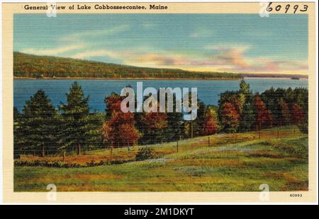 Allgemeiner Blick auf Lake Cobbosseecontee, Maine, Seen & Teiche, Tichnor Brothers Collection, Postkarten der Vereinigten Staaten Stockfoto