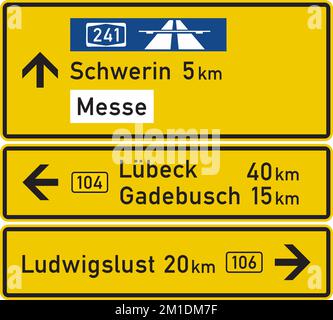 Dieses Zeichen zeigt das Ende einer Lanelanes an. Der gesamte Verkehr in dieser Lanediese Fahrspuren müssen in die angrenzende Lane übergehen. Wegweiser, Straßenschilder Ger Stock Vektor