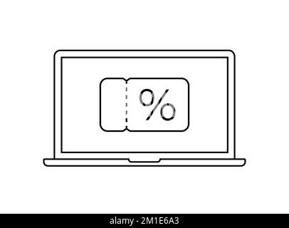 Du hast eine Rabattkarte. Benachrichtigung vom Shop oder von der App auf dem Laptop-Bildschirm Stock Vektor