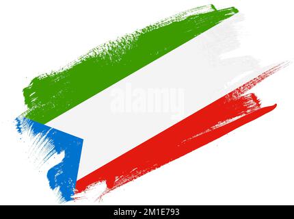 Abstrakte Pinsel-texturierte Flagge von Äquatorialguinea auf weißem Hintergrund Stockfoto