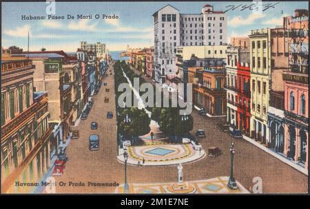 Habana: Paseo de Marti o Prado - Havanna: Marti oder Prado Promenade, Städte und Städte, Straßen, Tichnor Brothers Collection, Postkarten der Vereinigten Staaten Stockfoto