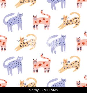 Trendiges Muster Für Nahtlose Katzen Stock Vektor