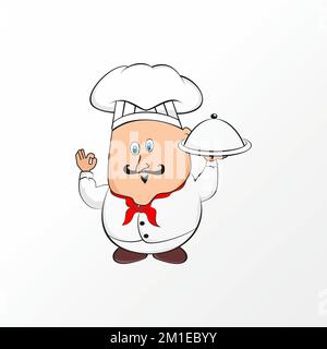 Koch serviert Spezialkost Bildsymbol Logo Design abstraktes Konzept Vektormaterial. Kann als Symbol für Kochen oder Charakter verwendet werden Stock Vektor