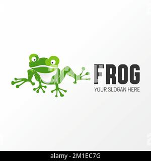 Der Frosch zeigt in der Standby-Position nach vorn Logo-Design abstraktes Konzept Vektormaterial. Kann als Symbol für Tiere oder Figuren verwendet werden Stock Vektor