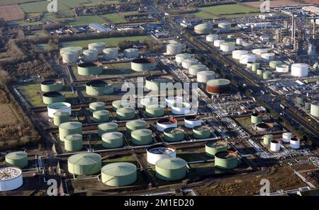 Luftaufnahme der Raffinerie- und Lagertanks der Phillips 66 in South Killingholme, Immingham, North Lincolnshire Stockfoto