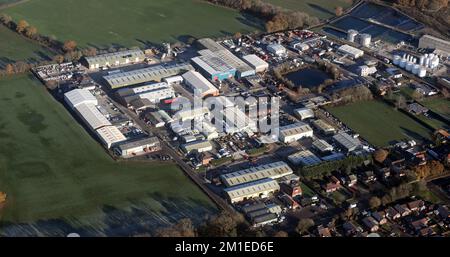 Luftaufnahme des Laveracks Industrial Estate, Elvington, York Stockfoto