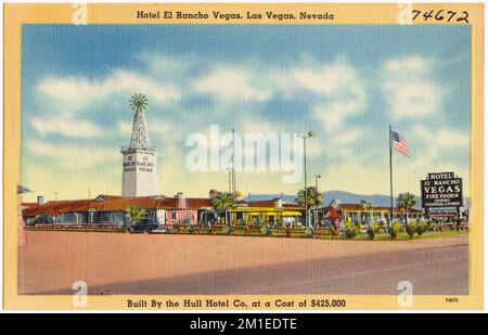 Hotel El Rancho Vegas, Las Vegas, Nevada. Erbaut von der Hull Hotel Co. Zum Preis von $425.000 , Hotels, Tichnor Brothers Collection, Postkarten der Vereinigten Staaten Stockfoto