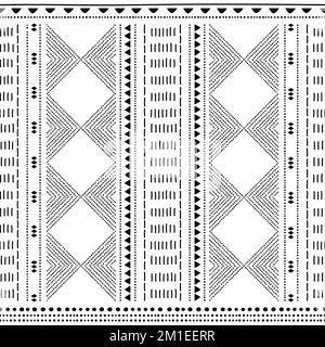 Prähistorische Töpferkunst inspiriert Vektor nahtloses Muster vertikal orientiert - Glockenbecher Töpferkunst gepunktete monochrome Verzierung Stock Vektor