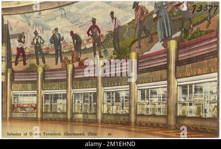 Innen im Union Terminal, Cincinnati, Ohio, Bahnhöfen, Tichnor Brothers Collection, Postkarten der Vereinigten Staaten Stockfoto