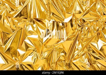 Glänzend gelbes Blatt Blattgold Textur Hintergrund Stockfoto